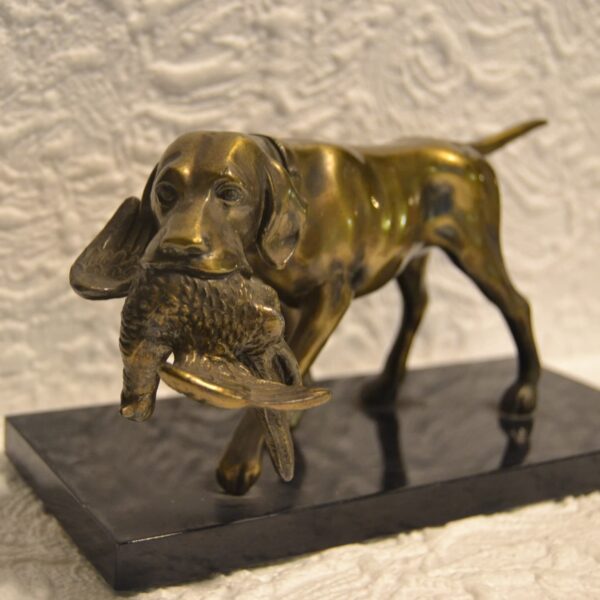 Bronzo cane Pointer con fagiano inizio novecento - immagine 3