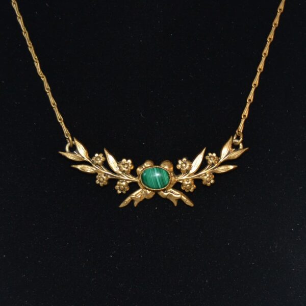 Collana Vintage Cabochon Malachite - immagine 2