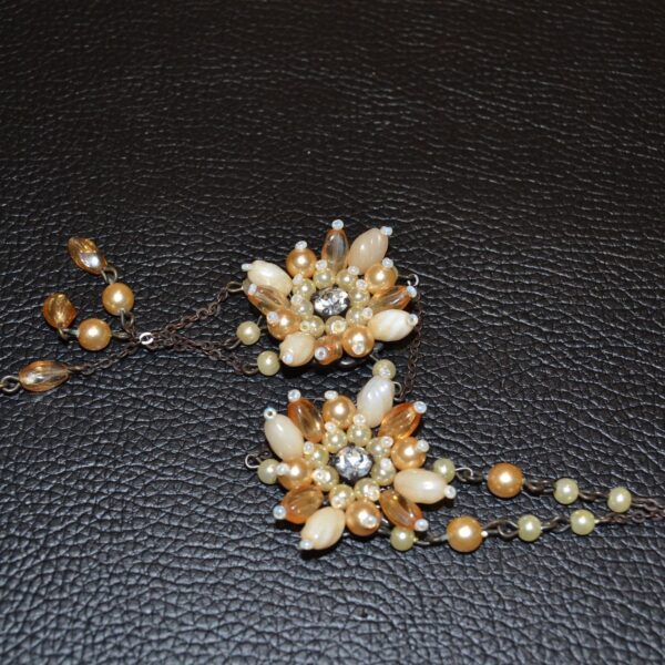 Collana Vintage Fiori Giallo Rosati Creazioni Bianco - immagine 2