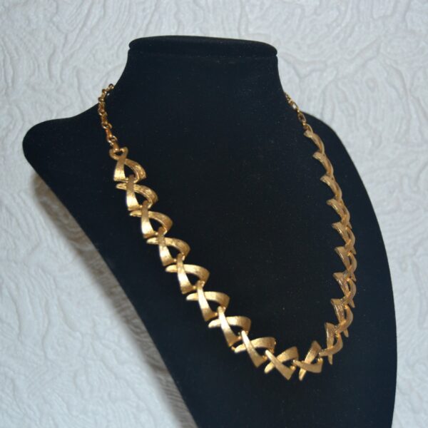 Collana Vintage CORO "Criss Cross" tono oro - immagine 2