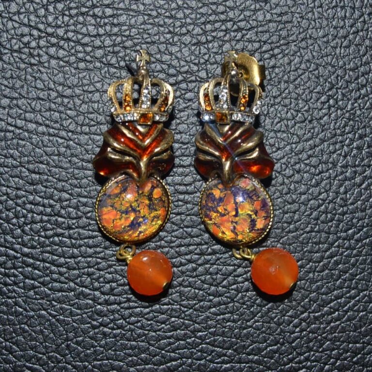 Orecchini pendenti stile vintage con murrina e maschera veneziana Vintage Bijoux®