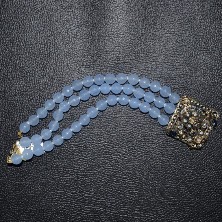 Bracciale stile vintage agata azzurra di Vintage Bijoux®