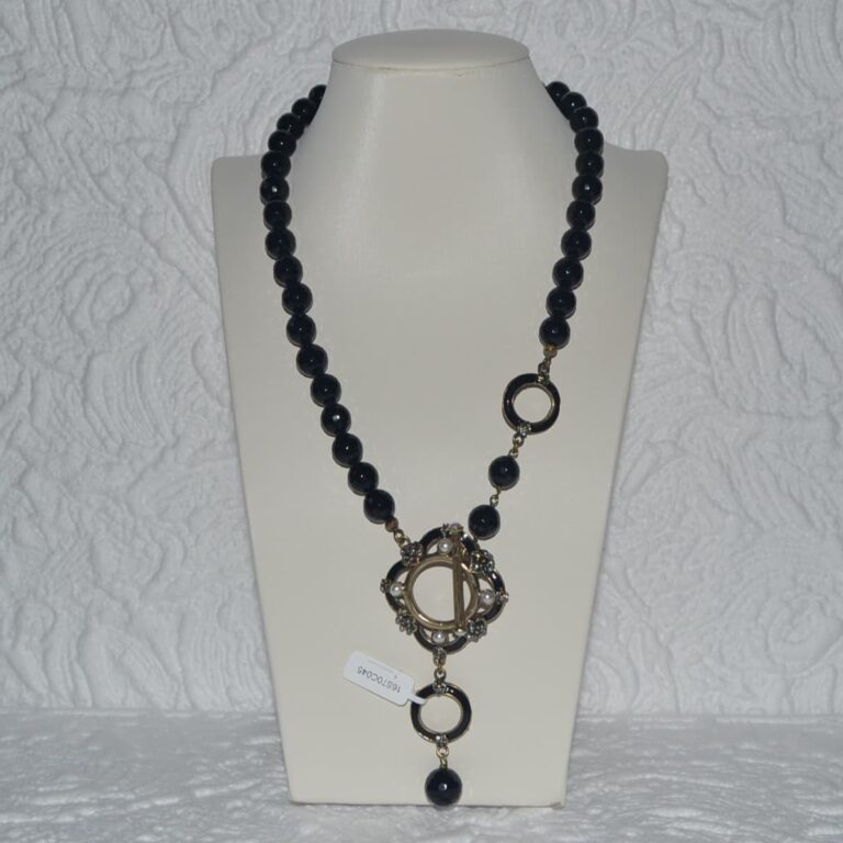 Collana stile vintage in onice nero con pendente Vintage Bijoux®