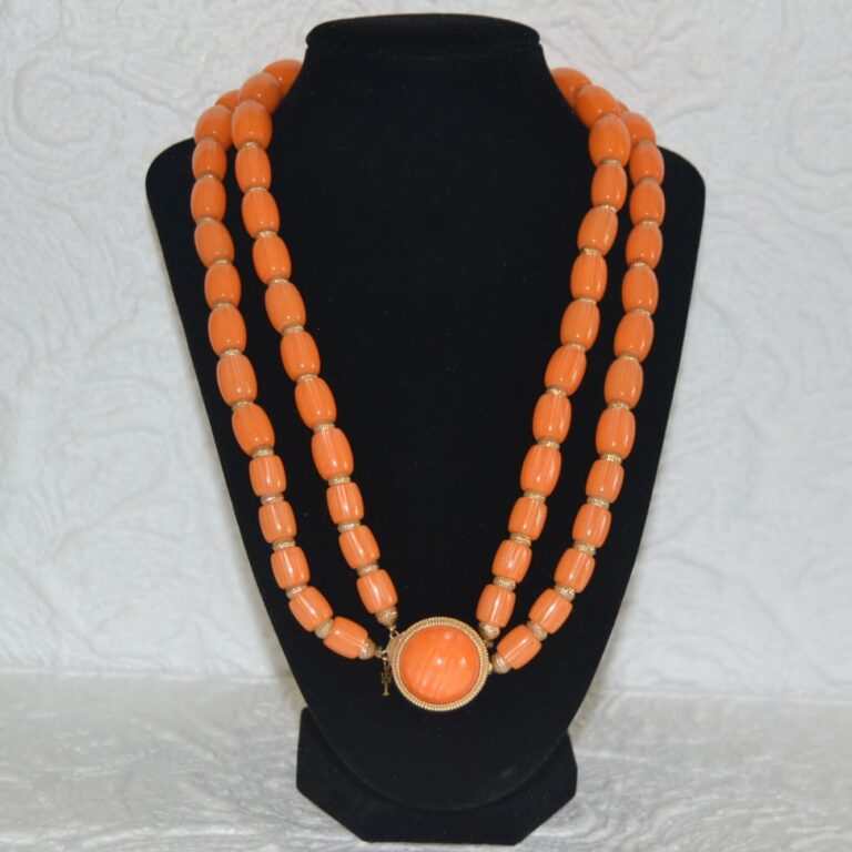 Collana TRIFARI arancio e oro 1955