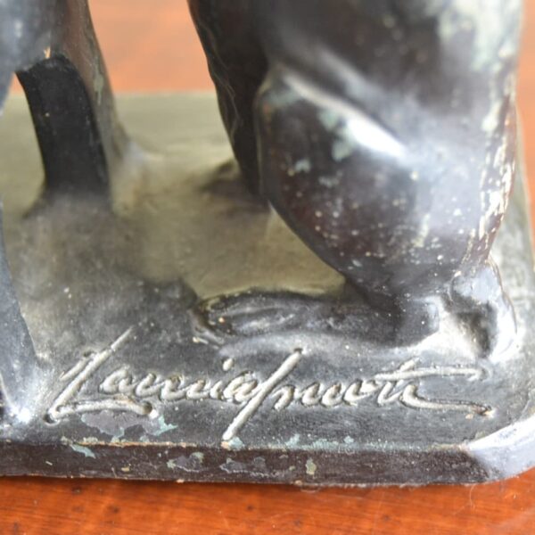 Statuina in gres dipinto CACCIAPUOTI - Bimba con cane - immagine 2