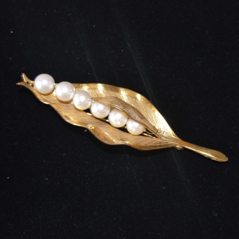 Spilla MIRIAM HASKELL Foglia con perle