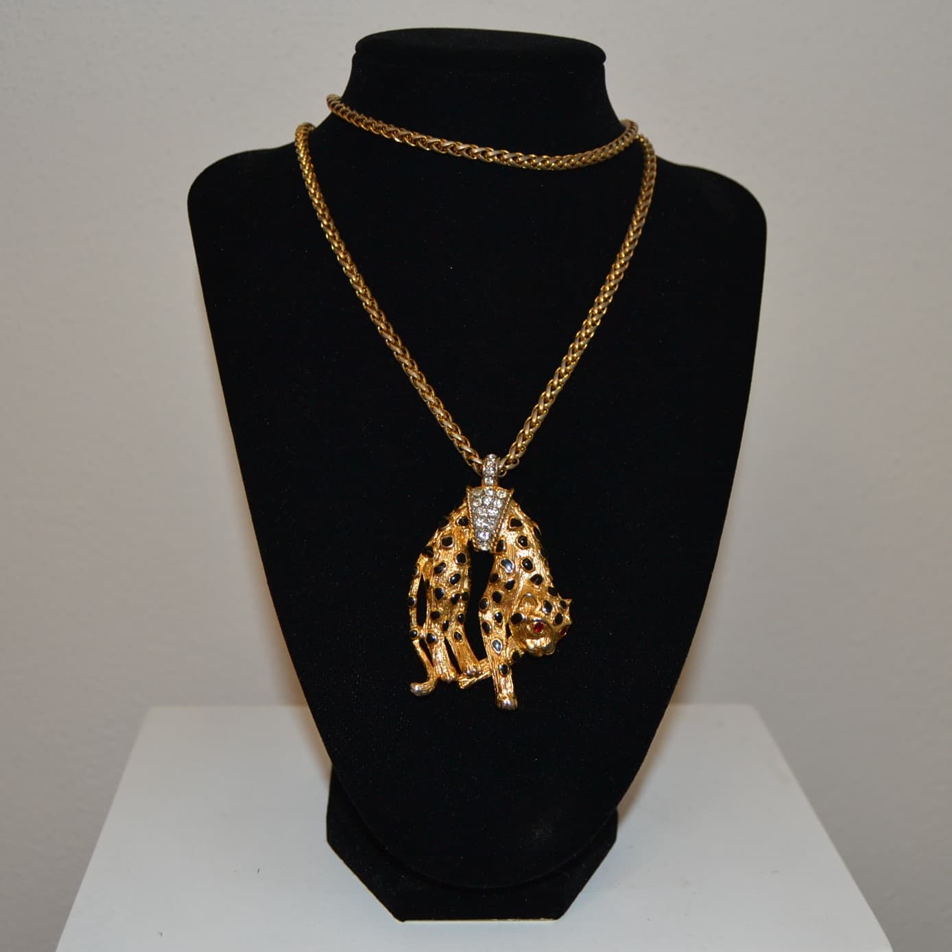 collana vintage kenneth jay lane leopardo stanco