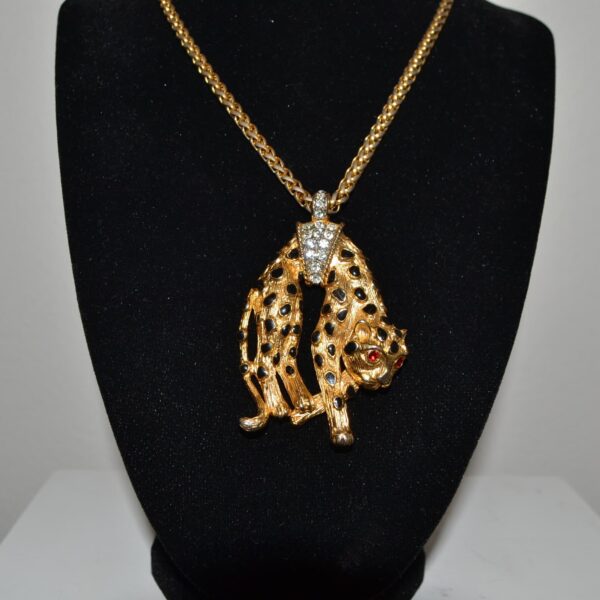collana vintage kenneth jay lane leopardo stanco
