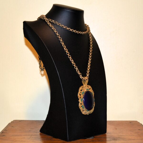 Collana vintage MIRIAM HASKELL con pendente blu