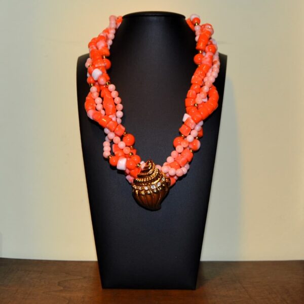 Collana vintage KENNETH JAY LANE KJL in lucite color corallo rosso - immagine 2
