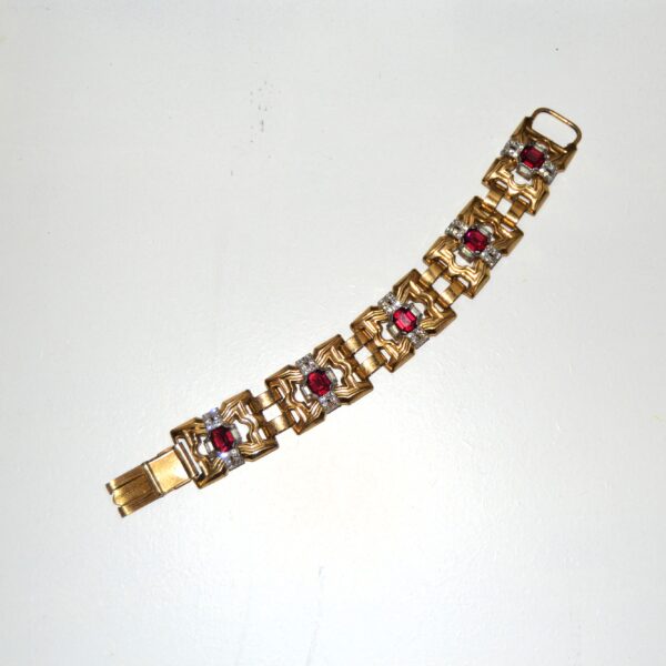 Bracciale vintage McCLELLAND BARCLAY cristalli rosso rubino