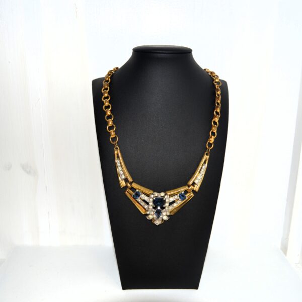 Collana vintage déco McClelland Barclay 1937 cristalli blu - immagine 4