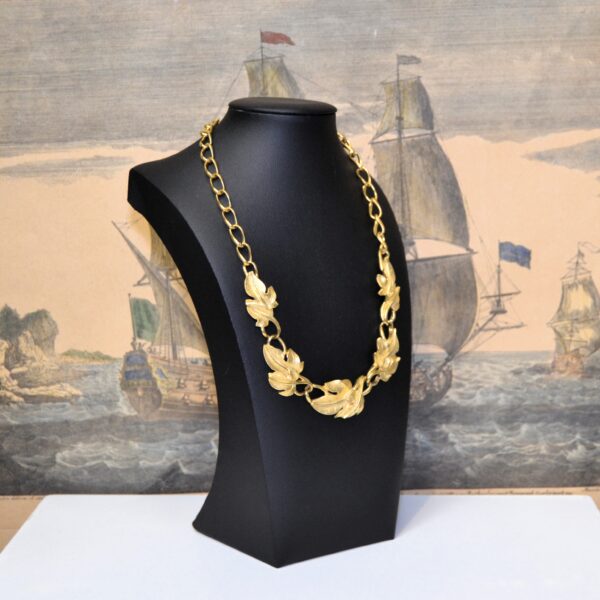Collana vintage TRIFARI disegno KUNIO MATSUMOTO 1970 con foglie